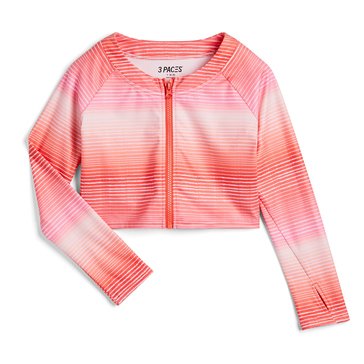 3 Paces Big Girls' Cropped Stripe Raglan Zip Front