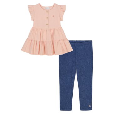 Calvin Klein Little Girls' Tiered Tunic Legging Set