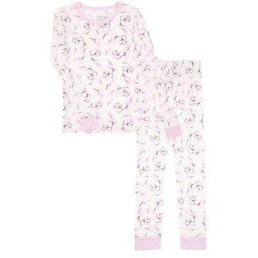 Sleep On It Little Girls' Flower Tight Fit Sleep Set, 2-Piece 