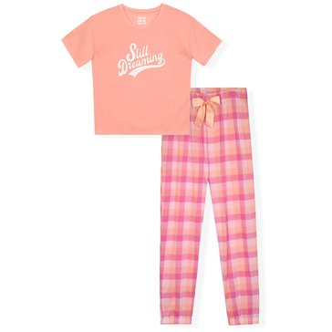 Sleep On It Big Girls' Plaid Jogger Sleep Set 2-Piece 