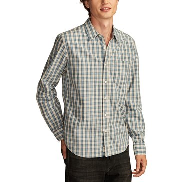 Lucky Brand Men's Plaid One Pocket Poplin Long Sleeve Shirt