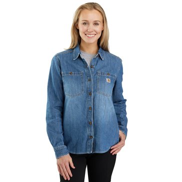 Carhartt Womens Relax Fit Midweight Long Sleeve Denim Overshirt