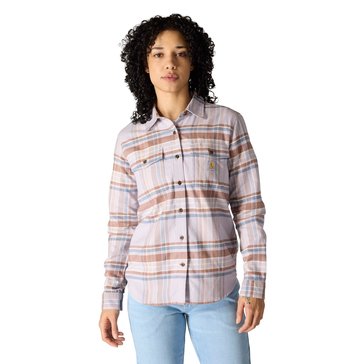 Carhartt Womens Relax Fit Plaid Long Sleeve Flannel Shirt