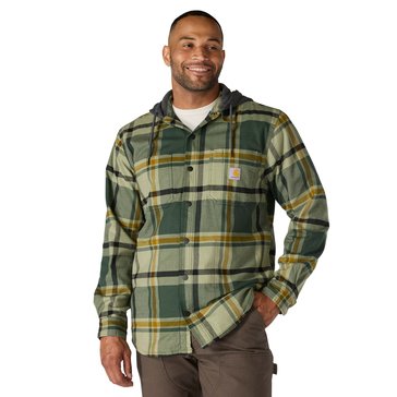 Carhartt Men's Rugged Flex Relaxed Flannel Fleece Lined Hooded Plaid Shirt Jacket