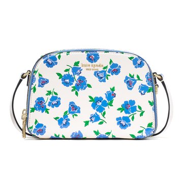 Kate Spade New York Devin Springtime Blooms Embossed Saffiano Leather Double Zip Dome Crossbody