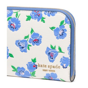 Kate Spade New York Devin Springtime Blooms Embossed Saffiano Leather Zip Around Continental Wallet