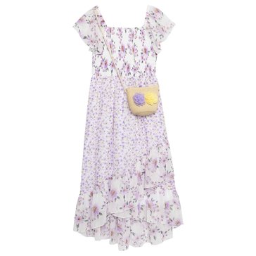 Speechless Big Girls' Flutter Sleeve Floral Midi Dress