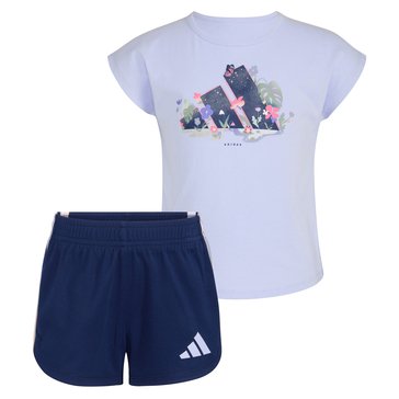 Adidas Little Girls' Magical 3 Bar Short Set