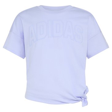 Adidas Big Girls' Arched Logo Side Tie Tee
