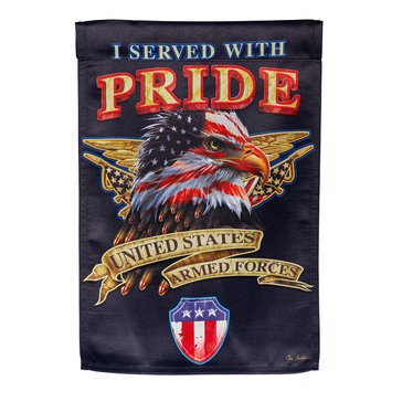 Evergreen I Served With Pride Suede Garden Flag