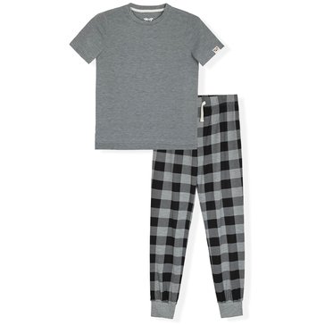 Sleep On It Big Boys' Shirt And Plaid Joggers Pajama Set