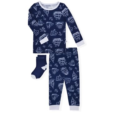 Sleep On It Toddler Boys' Nautical Tight Fit Pajama Set 3-Piece