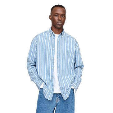 Gap Men's Long Sleeve Vintage Striped Denim Big Shirt 