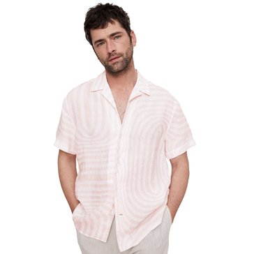 Banana Republic Men's Short Sleeve Resort Printed Linen Shirt