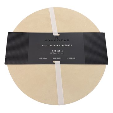 Homewear Linens Morgan Faux Leather Round Placemat, 4-Pack