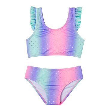 Pink Platinum Big Girls' Ombre Shine Swimsuit 2-Piece