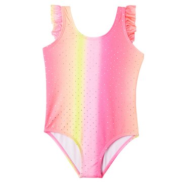 Pink Platinum Big Girls' One Piece Ombre Shine Swimsuit