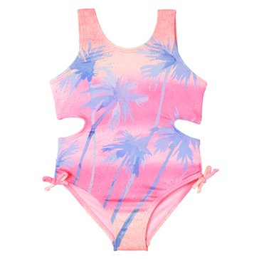 Pink Platinum Big Girls' One Piece Palms Swimsuit