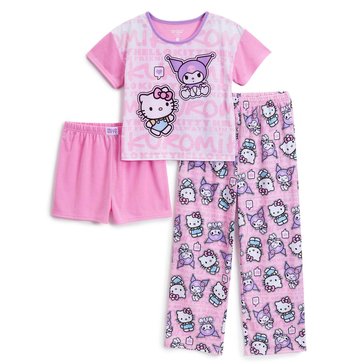 Hello Kitty Big Girls' Jersey Sleep Sets 3-Piece 