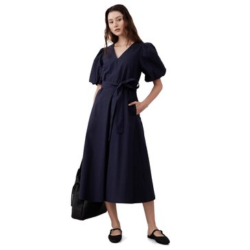 Banana Republic Women's Puff Sleeve Poplin Midi Dress