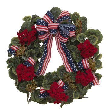 Gerson Americana Flower Wreath with Bow Accent