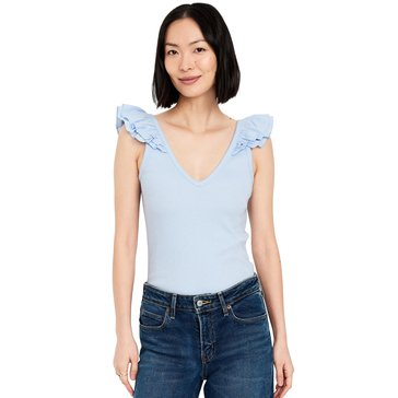 Old Navy Women's Sleeveless Ruffle Sleeve Knit Woven Mix Top