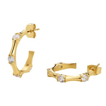 D. Louise Bamboo CZ Hoop Earrings