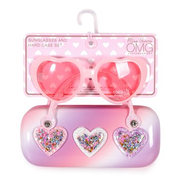 OMG Accessories Girls' Heart Confetti Sunglasses with Case
