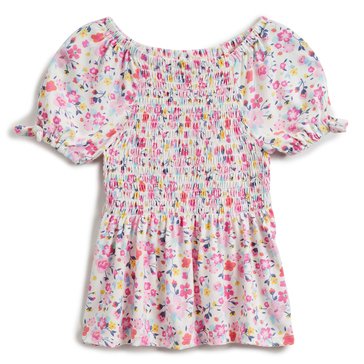 Star Ride Kids Big Girls' Floral Smocked Tie Top