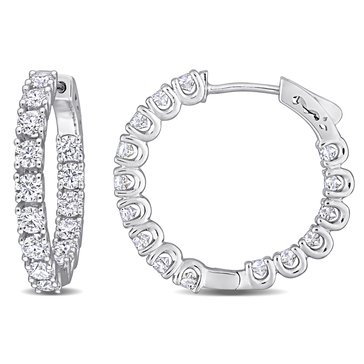 Sofia B. 3 cttw Created Moissanite Hinged Hoop Earrings