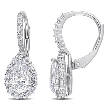 Sofia B. 2 5/8 cttw Created Moissanite Teardrop Halo Leverback Earrings