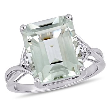 Sofia B. 5 5/8 cttw Emerald Cut Green Amethyst White Topaz Twist Ring