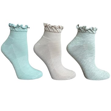 Legale Women's Ruffle Top Cushion Sole Ankle Socks 3-Pack