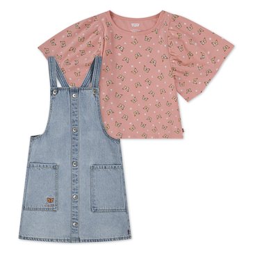Levis Little Girls' Flounce Sleeve Western Shortall