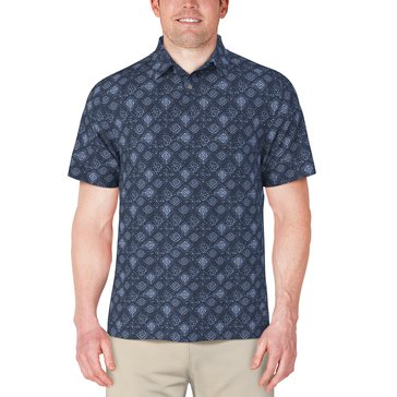 PGA Tour Men's Short Sleeve Textured Medallion Polo 
