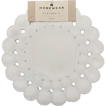 Homewear Linens Bubbles Laser Cutwork Round Placemat, 4-Pack