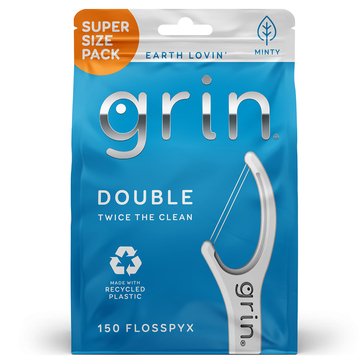 Grin Earth Lovin Minty Oral Care Double Flosspyx 150 COUNT