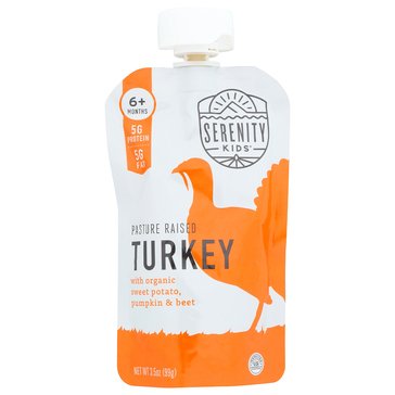 Serenity Kids Pasture Raised Turkey with Organic Sweet Potato Pumpkin and Beet Baby Food Pouch