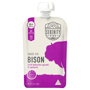 Serenity Kids Grass Fed Bison with Organic Kabocha Squash and Spinach Baby Food Pouch