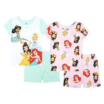 Disney Big Girls' Princess 4-Piece Sleep Short Sets
