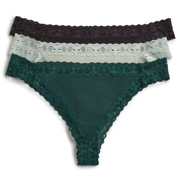 Real Women's Ribbed Lace Tanga 3-Pack