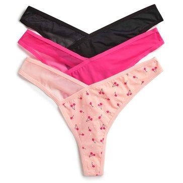 Real Women's Mesh Dipped Cross Over Thong 3-Pack