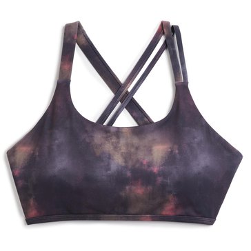 3 Paces Womens Asymmetrical Strap Printed Sports Bra