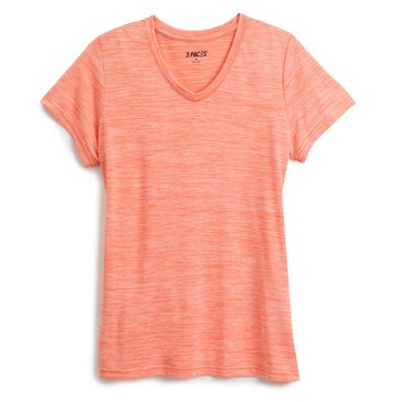 3 Paces Womens Christine Short Sleeve Space Dye V-Neck T-Shirt