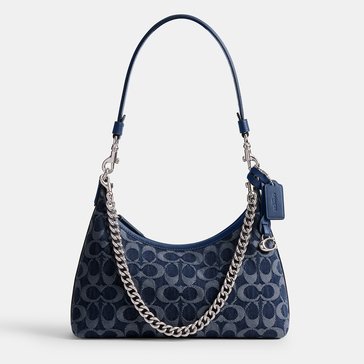 COACH Washed Denim Signature Juliet Shoulder Bag 25
