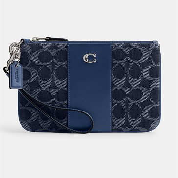 COACH Washed Denim Signature Small Wristlet