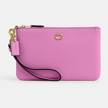COACH Polished Pebble Leather Small Wristlet