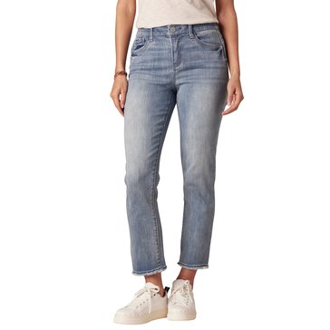 Democracy Women's AB Solution High Rise Slim Straight Fray Hem Jeans