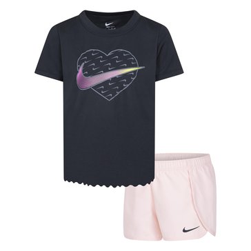 Nike Little Girls' Dri Fit Heart Swoosh Short Sets