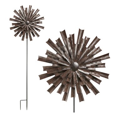 Alpine Bronze Floral Kinetic Wind Spinner Stake